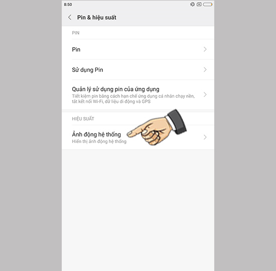 Vào ảnh động hệ thống